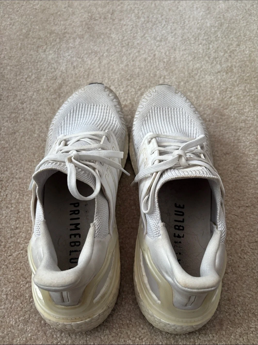 adidas Knit Running Sneakers - Cream White Mens Size 10.5